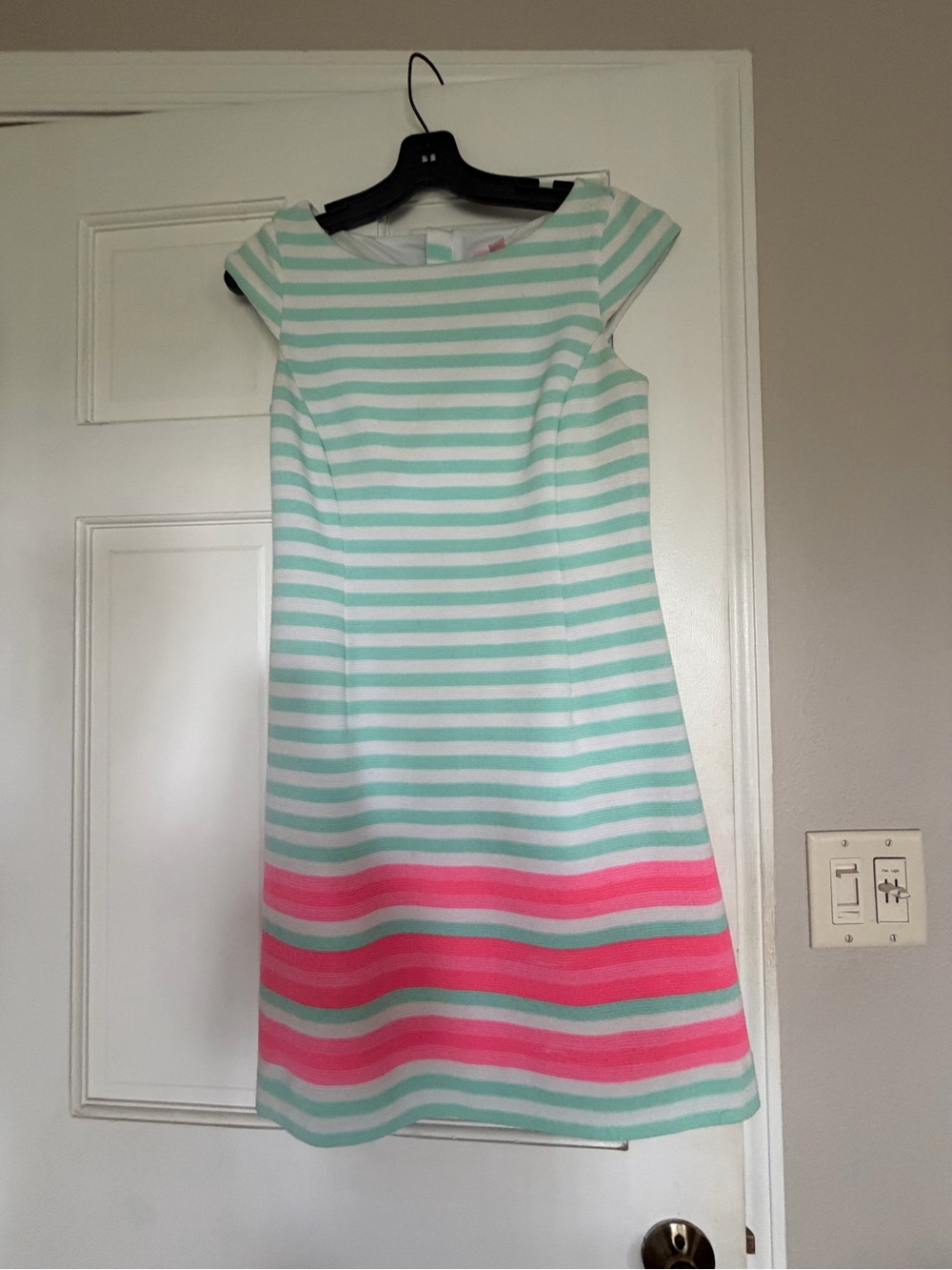 Lilly Pulitzer Lana Cap-Sleeve Mint, White & Pink Striped Midi Dress